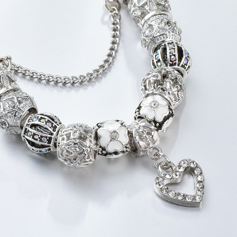 Wholesale DIY Hollow Flower Alloy Beaded Bracelets